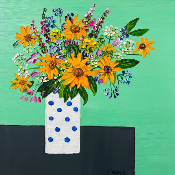 'Summer Daisies in Spotted Vase' by artist Sheila Fowler